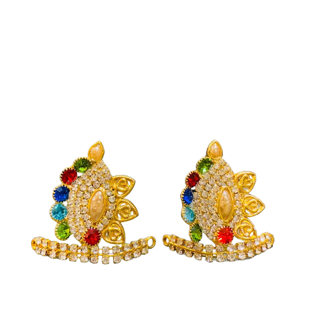 Heavy Stone Work Laddu Gopal Mukut - Color: Multicolour