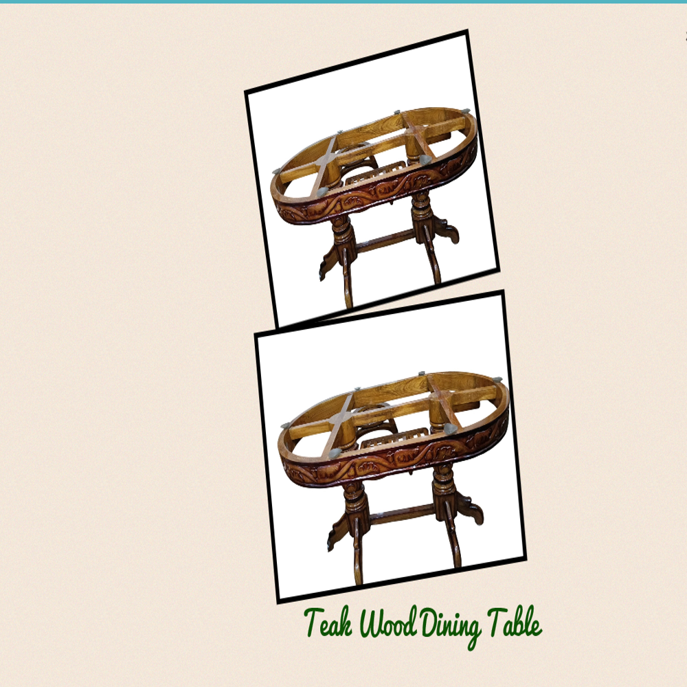 6 Seater Oval Dining Table - Artwork: Handmade