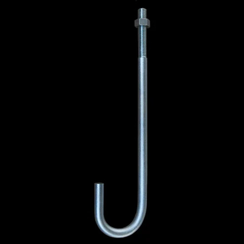 MS J Type Foundation Bolt - MS Material, Sizes 5mm-10mm, Silver Color | Galvanized Finish, Quenched for Strength, Industrial Use