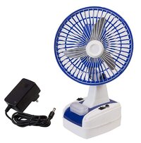 Globe 6 Volts 8inch DC Rechargeable Mini Table Fan With 3 Watt  LED Lamp, Sweep: 400 mm