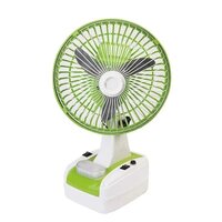Globe 6 Volts 8inch DC Rechargeable Mini Table Fan With 3 Watt  LED Lamp, Sweep: 400 mm