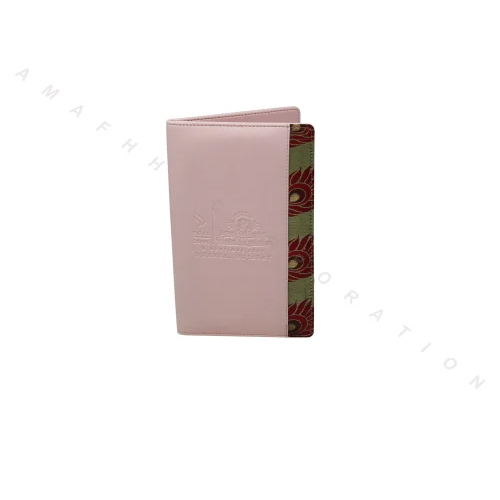 Leatherette Bill Folder With Peacock Design - Color: Pink