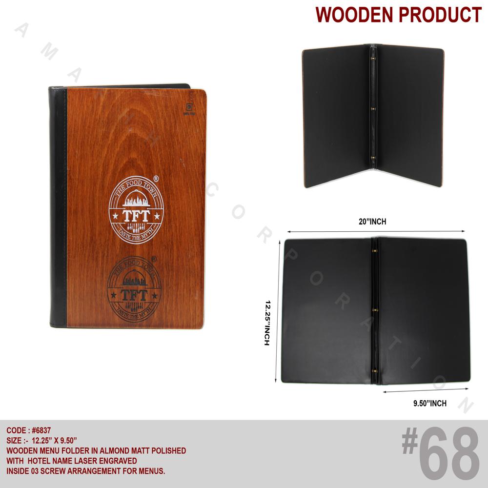 Wooden Menu Folder - Color: Brown