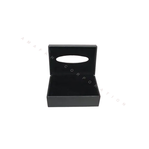Grey Leatherette Tissue Box - Color: Blue