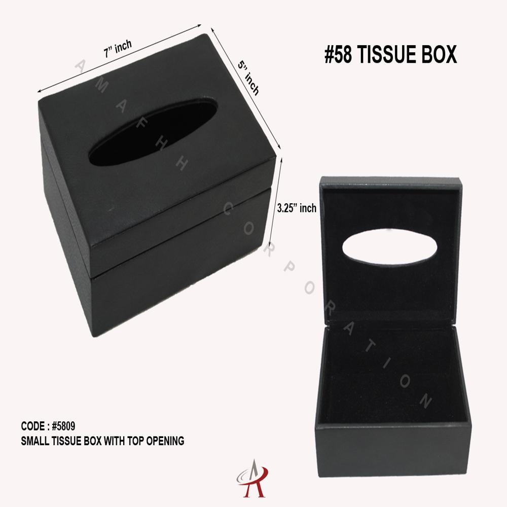 Small Leatherette Tissue Box - Color: Black