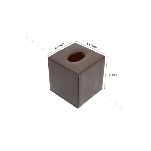 Leatherette Tissue Box - Color: Brown