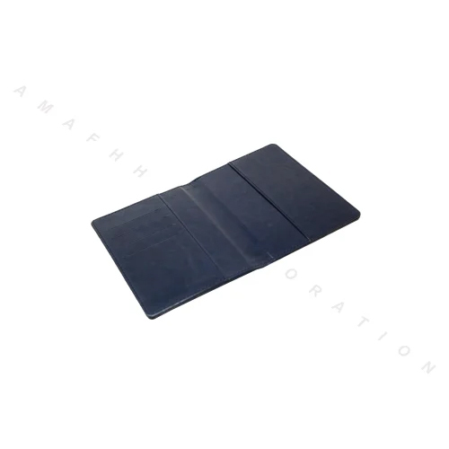 Navy Blue Leatherette Passport Cover - Material: Leather