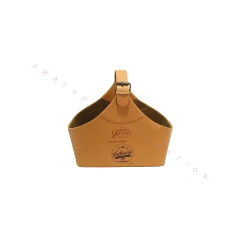 Leatherette Gift Hamper Basket - Color: Brown