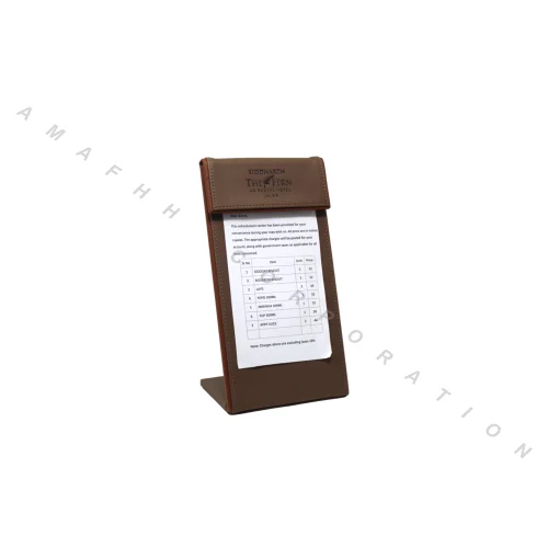 Leatherette Minibar Pricelist Holder - Color: Brown