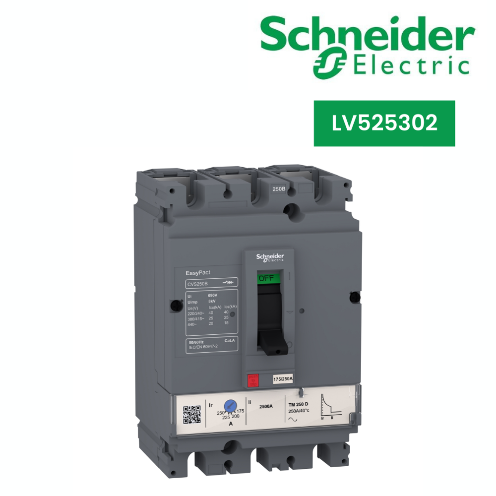 Lv525302-Circuit Breaker Easypact Cvs250B, 25 Ka At 415 Vac, 200 A Rating Thermal Magnetic Tm-D Trip Unit, 3P 3D - Frequency: 50/60 Hz Hertz (Hz)