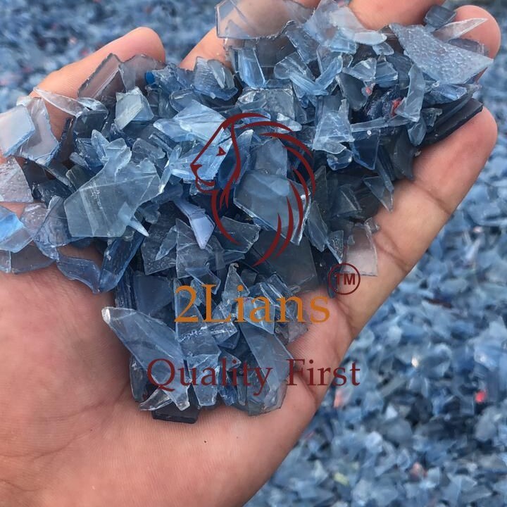 Polycarbonate C bottle regrind  transparent blue tint scrap