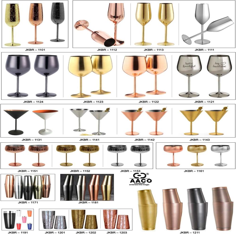 Vonshef Brushed Gold Stainless Steel Wi Ne Glasses Se - Shape: Many Shape