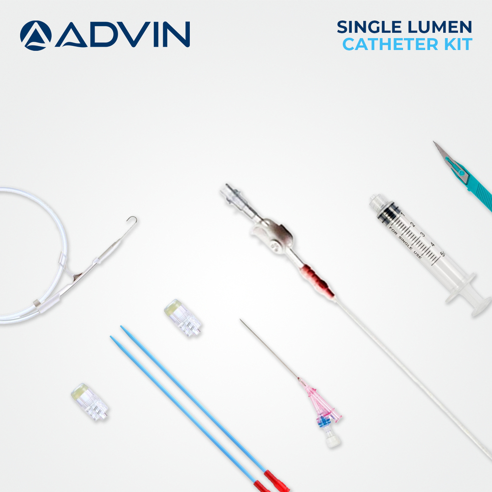 Single Lumen Catheter Kit - Polyurethane Material, Coaxial Design, Kink Resistant, MRI Compatible | Softness Insertion, Clear PU Extension, Dual Ended Guide Wire
