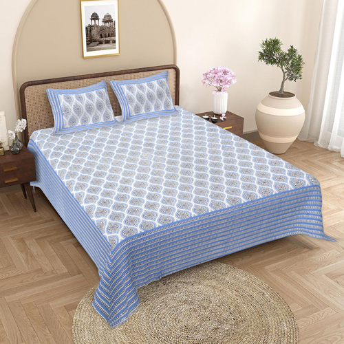 Jaipuri Cotton Floral Double Bedsheet - Color: Multicolor