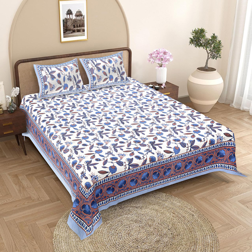 Jaipuri Cotton King Size Bed Sheets - Color: Multicolor