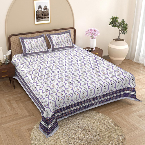 Decent Print Double Bedsheet - Color: Multicolor