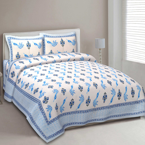 Hand Block Cotton Bed Sheet - Color: Multicolor