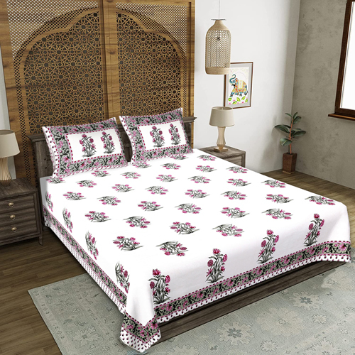 Hand Block Print Bed Sheet - Color: Multicolor