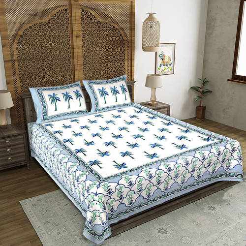 Sanganeri Cotton Bed Sheet - Color: Multicolor