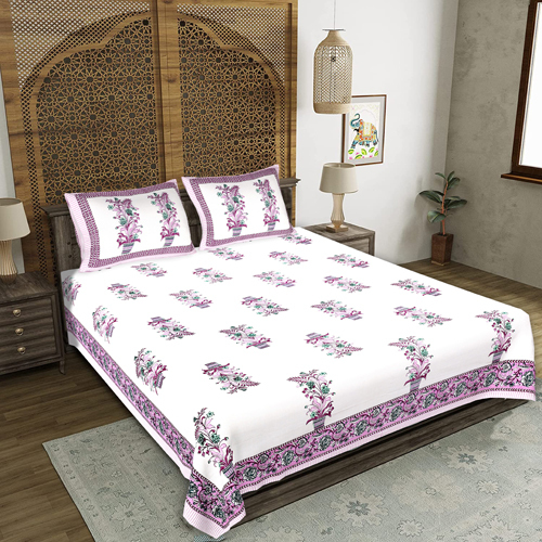 Super King Size Cotton Bedsheet - Color: Multicolor