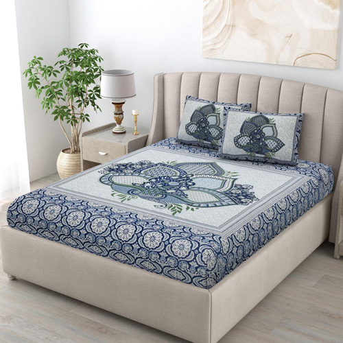 Printed Cotton Double Bedsheet - Color: Multicolor
