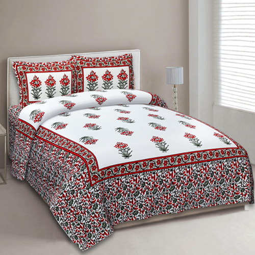 Printed Bedsheet King Size With 2 Pillow Cover - Color: Multicolor