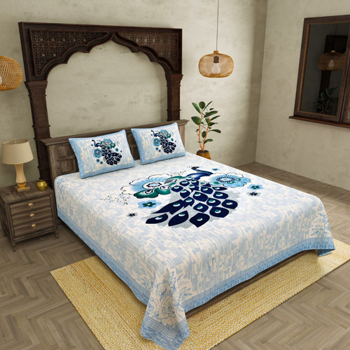 King Size Cotton Bedsheet - Color: Multicolor
