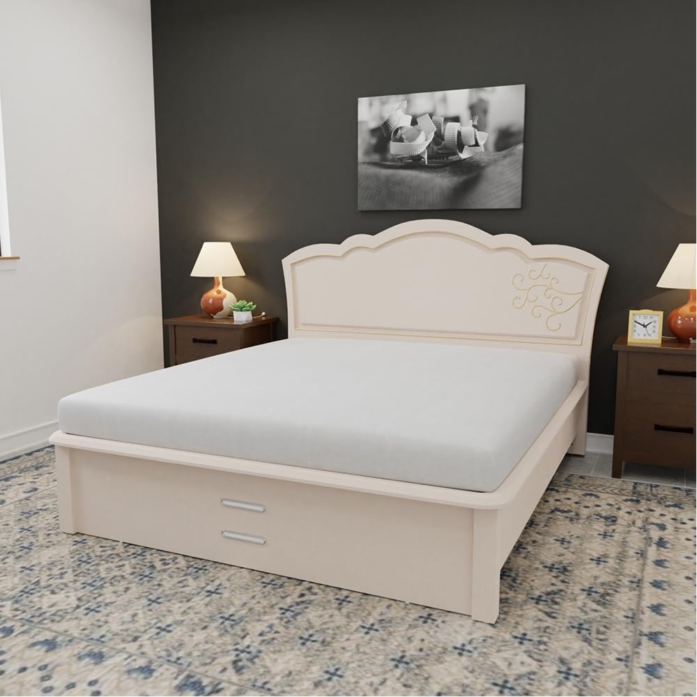 Royaloak Venice Italian King Size Designer Bed With Hydraulic Storage In High Gloss Finish - Bd807-6 - Assembly: Carpenter Assembly