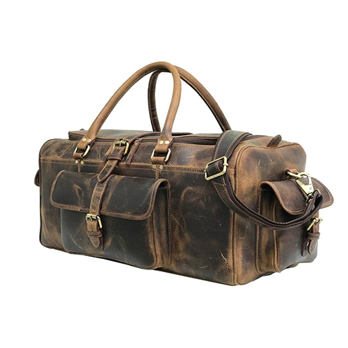 Leather Duffel Bag - Color: Brown Black