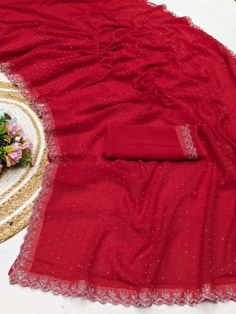 Fancy Georgette Saree - Bust Size: 44 Inch (In)