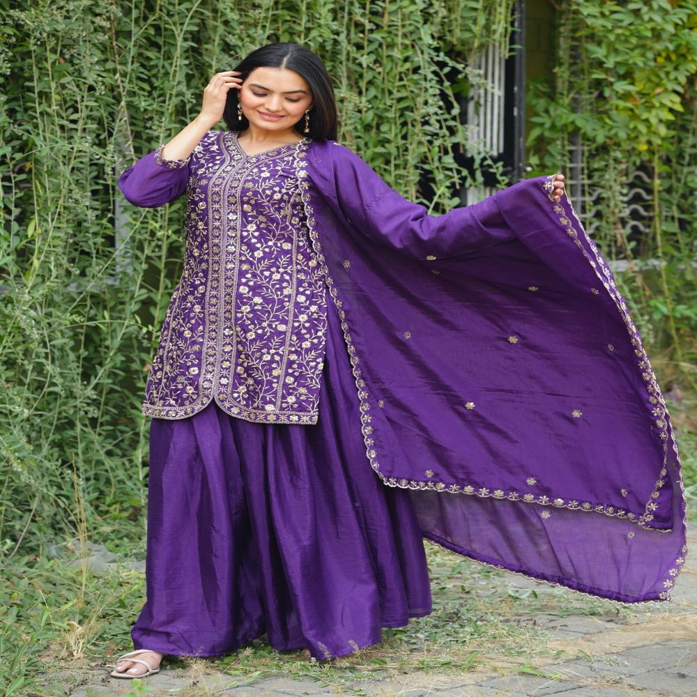 Designer Chinon Sharara Suit