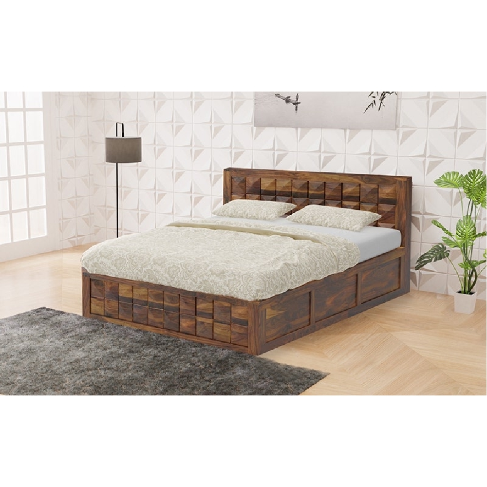 Royaloak Ashoka Queen Size Bed With Hydraulic Storage In Sheesham Wood - Bd20151002-5Sh - Assembly: Carpenter Assembly