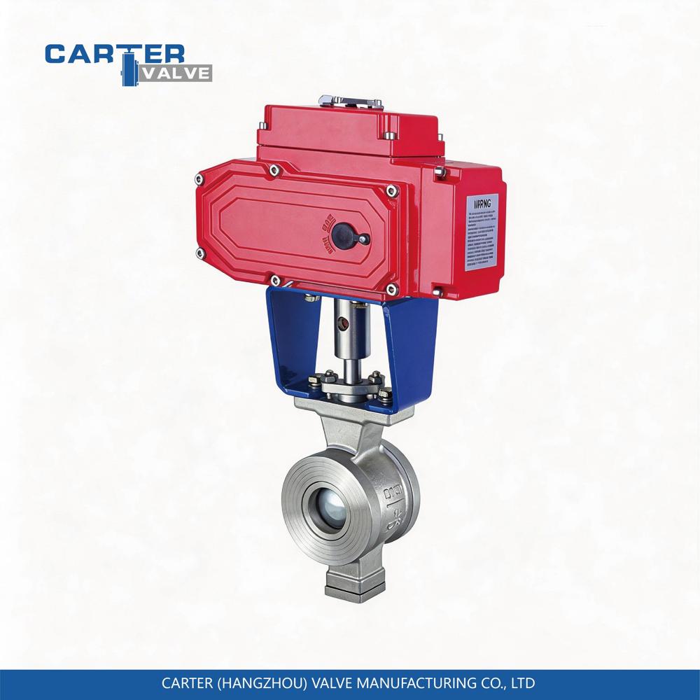 Electric Ball Valve / V Port Ball Valve, Stainless Steel, Flanged, Electric Actuated, V Notch Control Structure, Slurry/Chemical Media, API