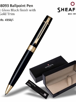 SHEAFFER 9325 Ballpoint Pen: Glossy Black with Gold PVD Trims