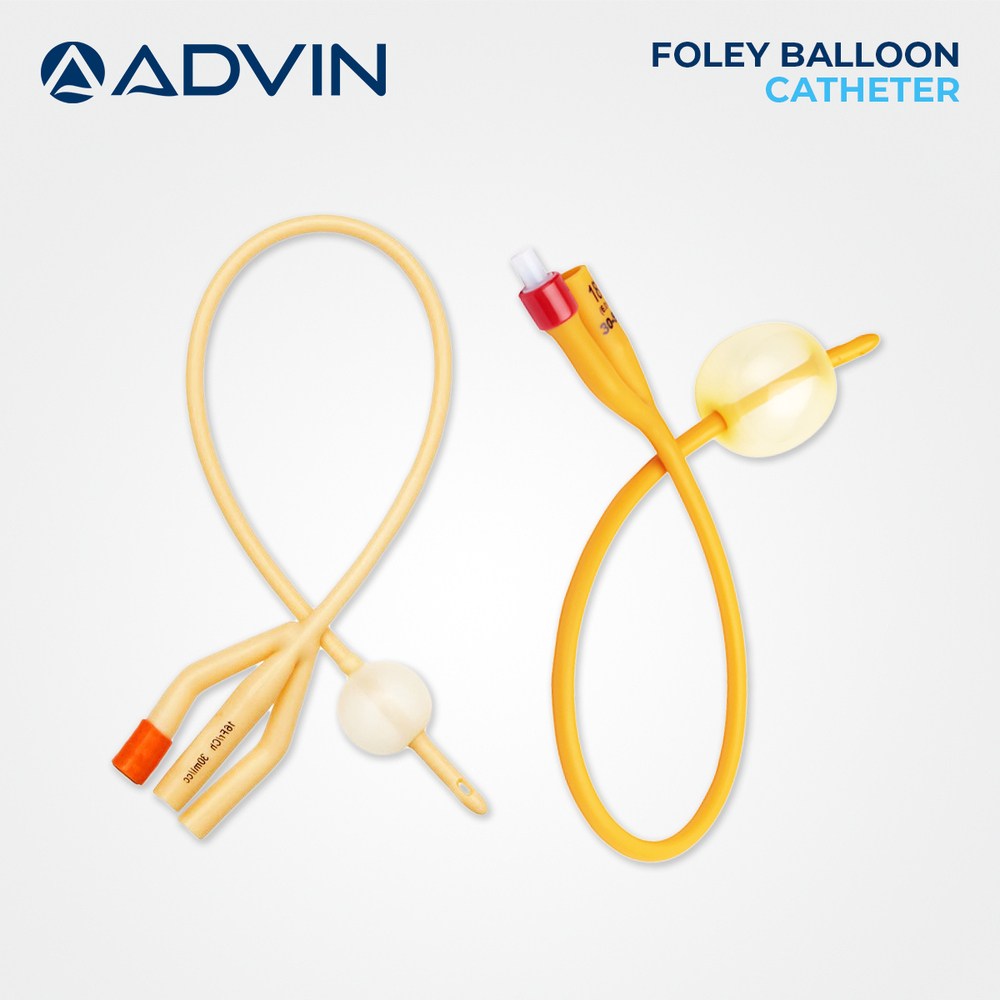Foley Balloon Catheter - Natural Rubber With Silicone Coating, 14fr Size | Dual Lumen Design, Easy Inflate/deflate Valve, Sterile Peelable Pack
