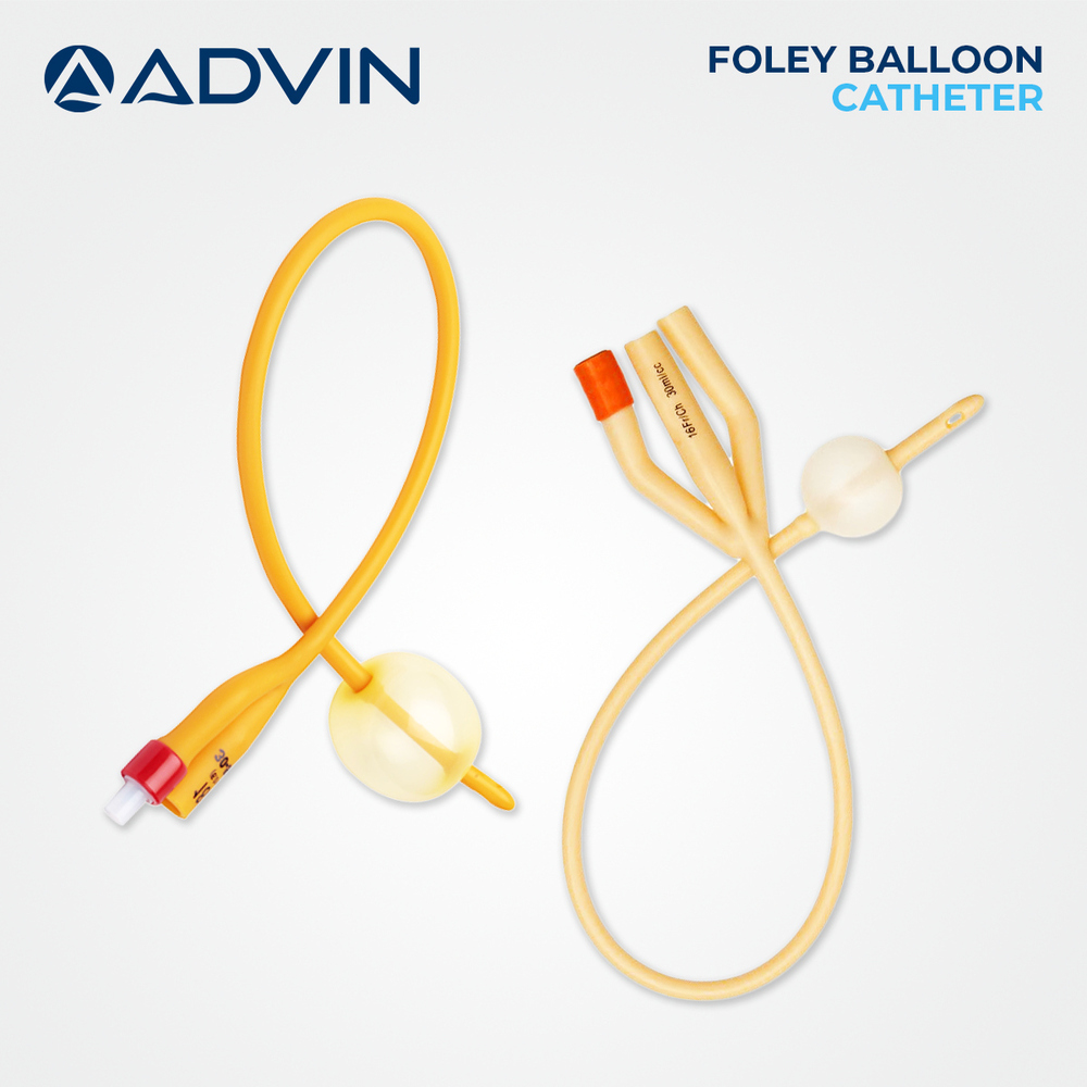 Foley Balloon Catheter - Natural Rubber With Silicone Coating, 14fr Size | Dual Lumen Design, Easy Inflate/deflate Valve, Sterile Peelable Pack