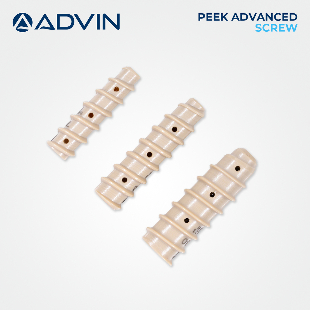 PEEK Advanced Screw - Non-Absorbable PEEK Material | Radiolucent, MR Safe, Rounded Edge Design, Matches Cortical Bone Elasticity
