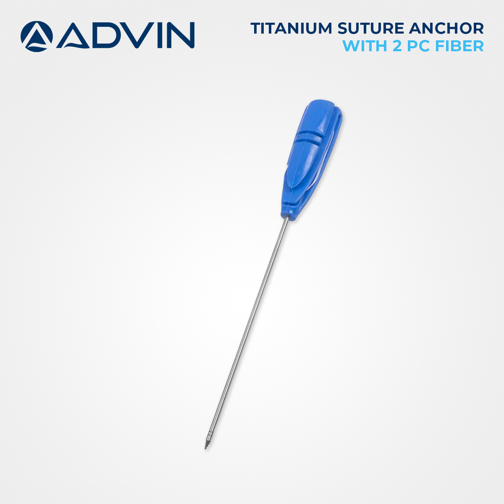 Titanium Suture Anchor With 2 Pc Fiber - Titanium Alloy, Preloaded Sutures, Threaded Design, Biocompatible, Radiopaque, Sterile and Ready to Use