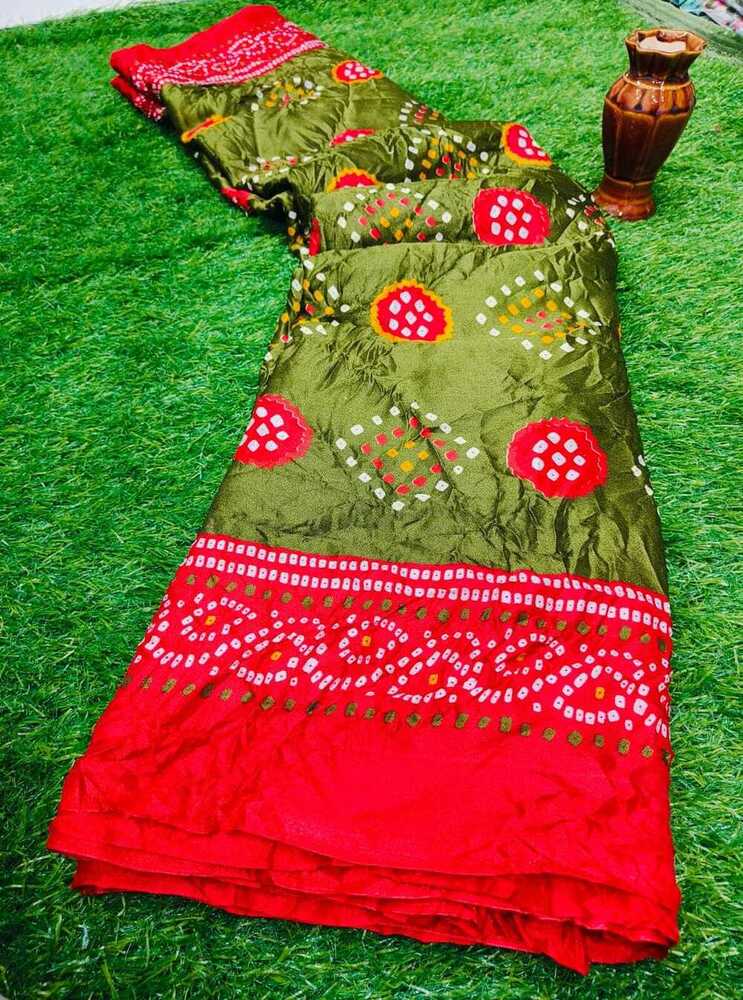 Bandhani Saree - Bust Size: 44 Inch (In)