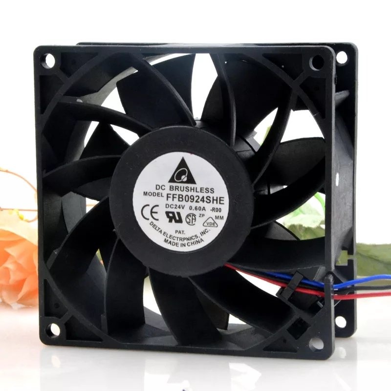 Delta FFB0924SHE 24V DC 0.60A 8025mm double ball bearing Industrial Axial Cooling Fan