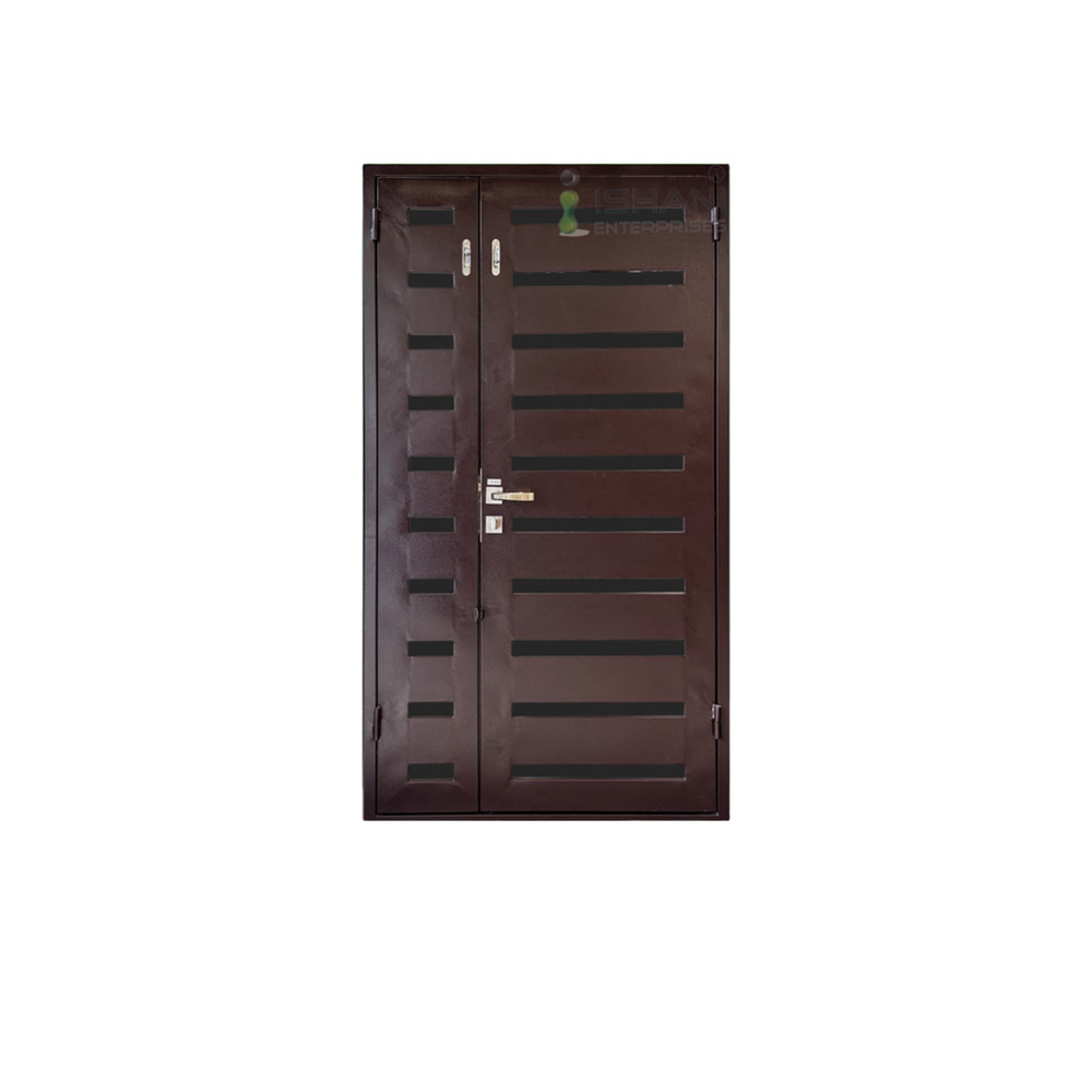 Galvanized Steel French Door - Steel Material, 8-12ft Height, Dark Brown Color | Smooth Powder-Coated Finish, Pre-Hung for Easy Installation, Screw-In Mounting