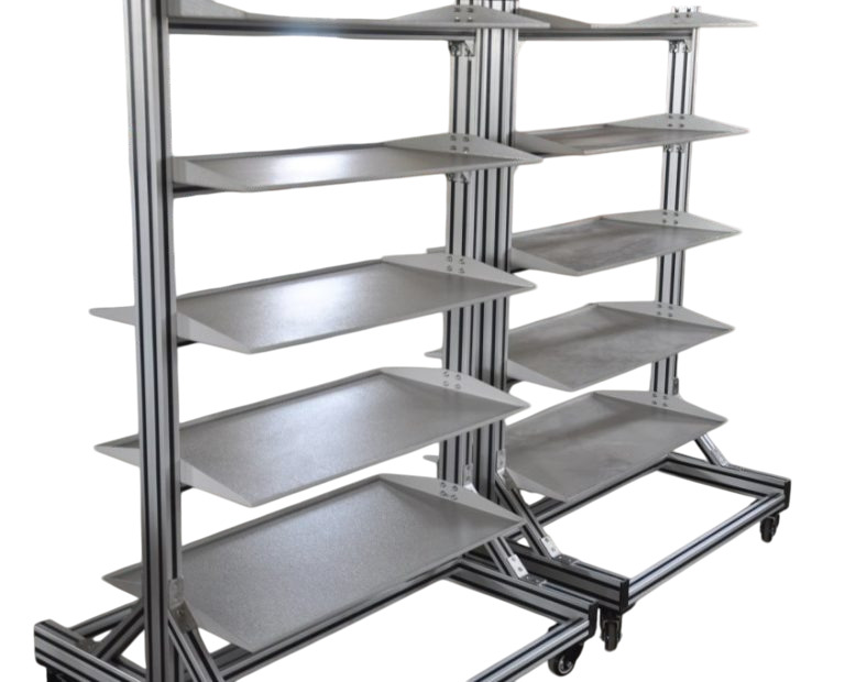 Inclined Storage Racks - Color: Silver