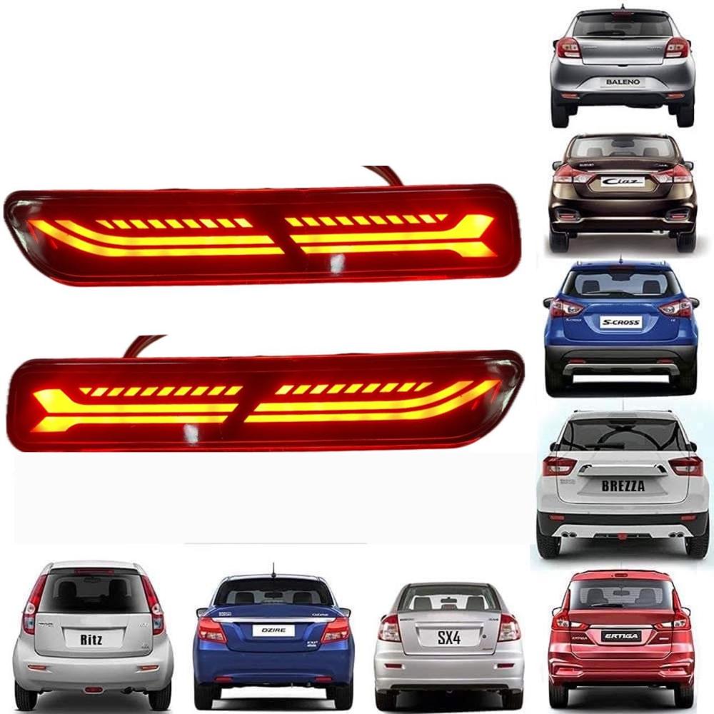 K D Matrix Reflector/Rear Bumper Light Pair For Maruti SWIFT , BALENO, CIAZ, DZIRE, ERTIGA, RITZ, S-CROSS, SX4, BREZZA, CELERIO  WITH INDICATOR BLINKER