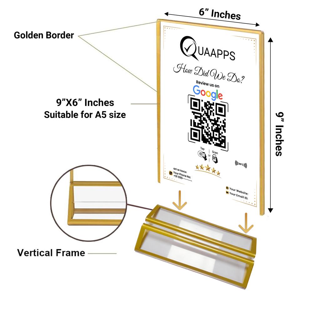 Quaapps 7x5 Inch Google Review Scanner Plus 4 Social Media Scanner Stand 
