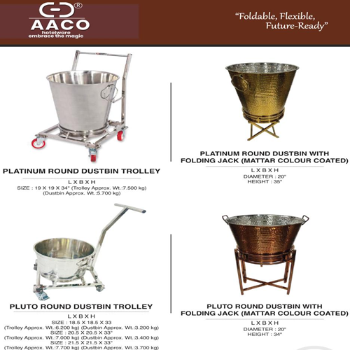 Cresta Dustbin Trolley - Material: Stainless Steel