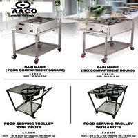Food Serving Trolley With 4 Pots - Material: Stainless Steel