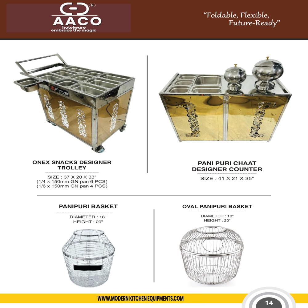 Food Serving Trolley With 4 Pots - Material: Stainless Steel