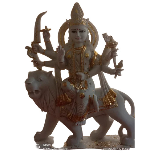 Marble Makrana Durga Statue - Color: White