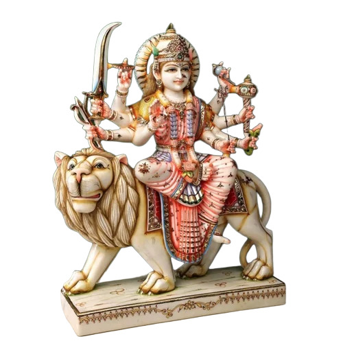 Makrana Marble Durga Statue - Color: White