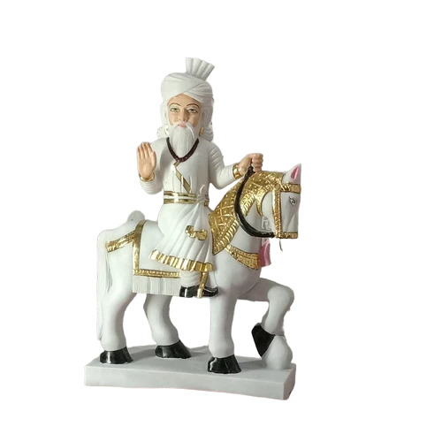 30 Inch Marble Baba Bhaiya Statue - Color: White